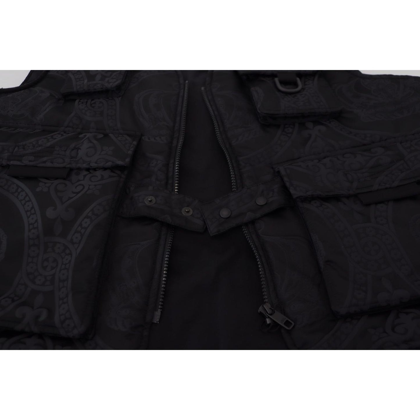 Dolce & Gabbana Black Nylon Full Zip Sleeveless Jacket Dolce & Gabbana