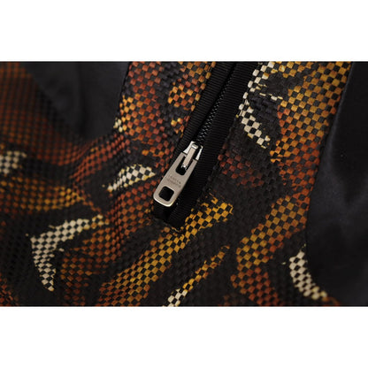 Dolce & Gabbana Brown Feather Full Zip Blouson Jacket Dolce & Gabbana