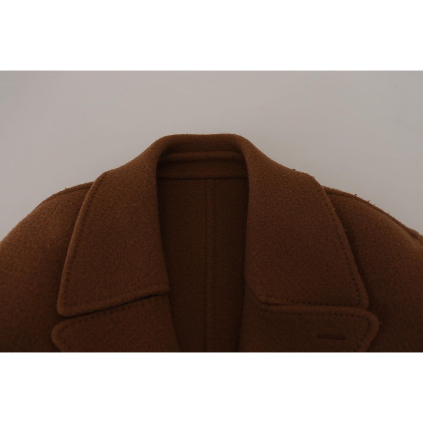 Dolce & Gabbana Brown Nylon Double Breasted Coat Jacket Dolce & Gabbana