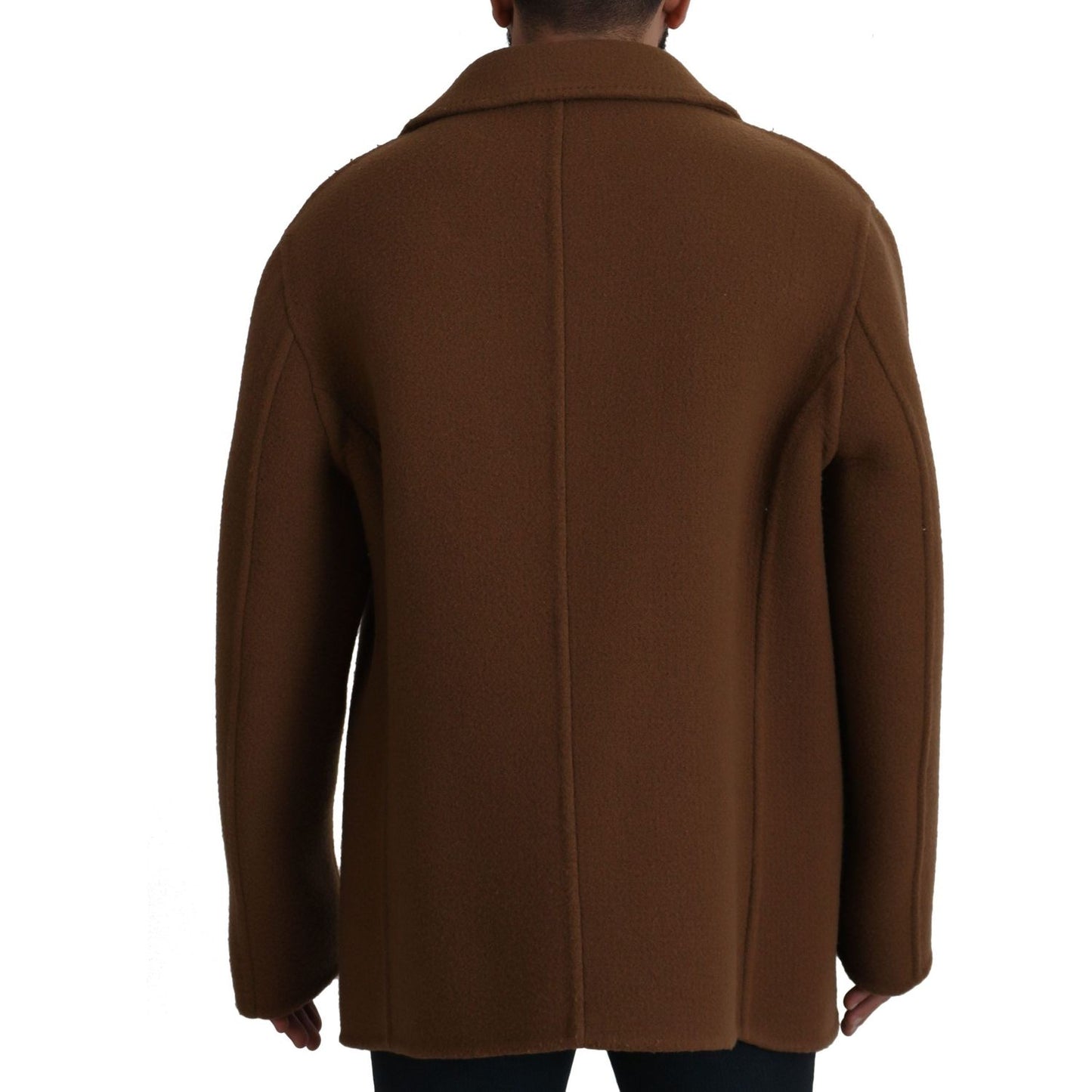 Dolce & Gabbana Brown Nylon Double Breasted Coat Jacket Dolce & Gabbana
