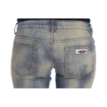 Cavalli Blue Wash Cotton Slim Fit Bootcut Jeans