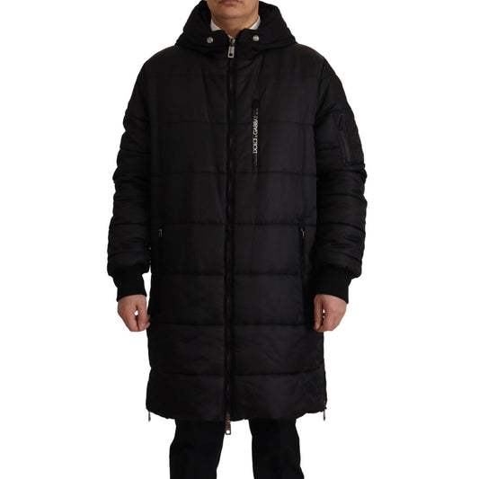 Dolce & Gabbana Black Nylon Hooded Parka Coat Winter Jacket
