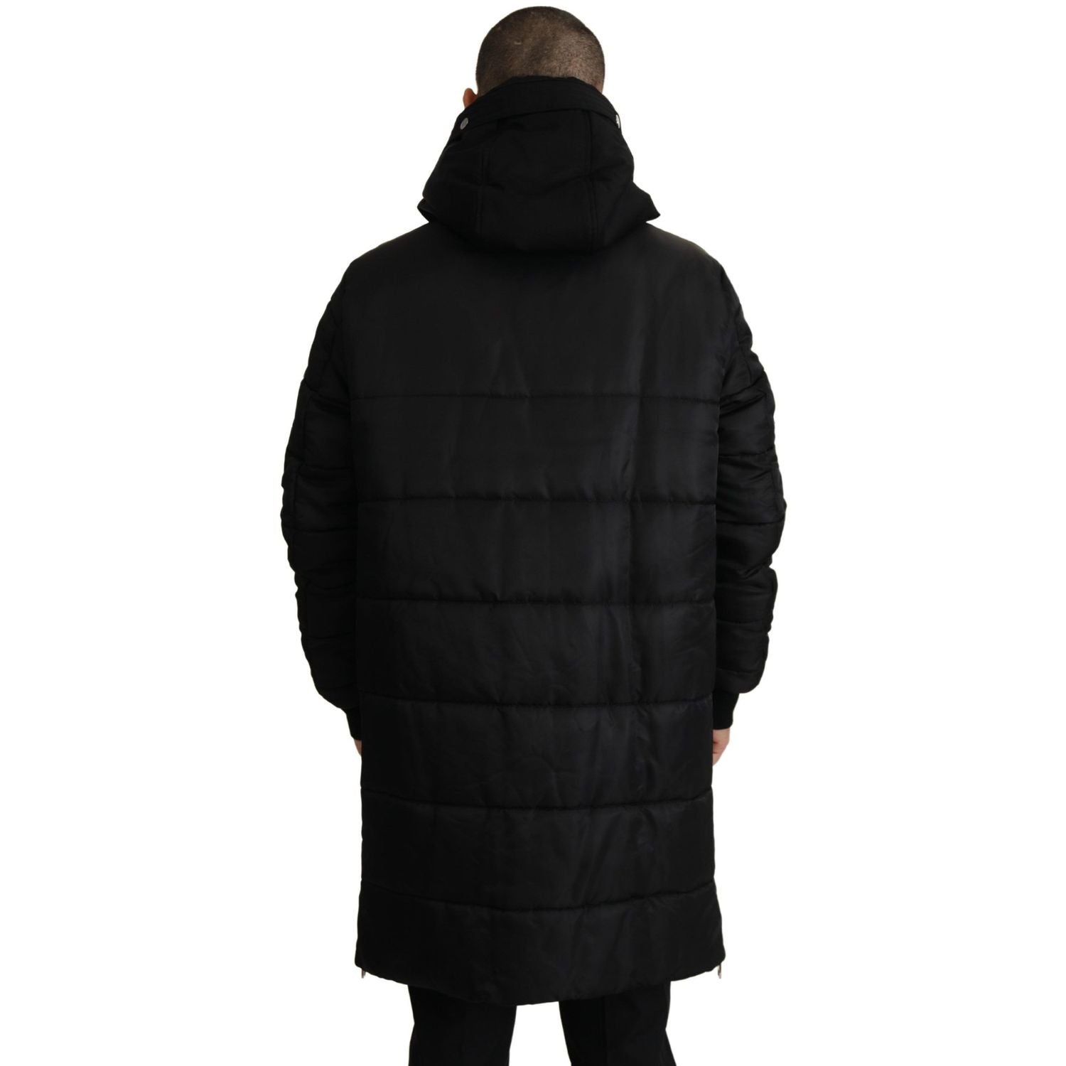 Dolce & Gabbana Black Nylon Hooded Parka Coat Winter Jacket