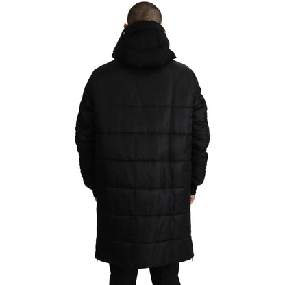 Dolce & Gabbana Black Nylon Hooded Parka Coat Winter Jacket