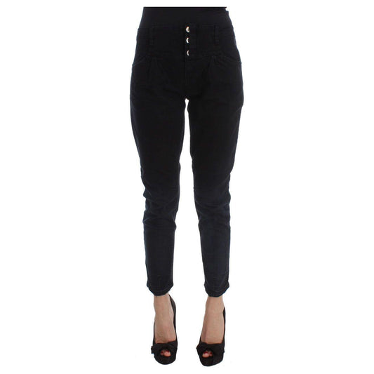 Costume National Black Cotton Slim Fit Cropped Jeans Costume National