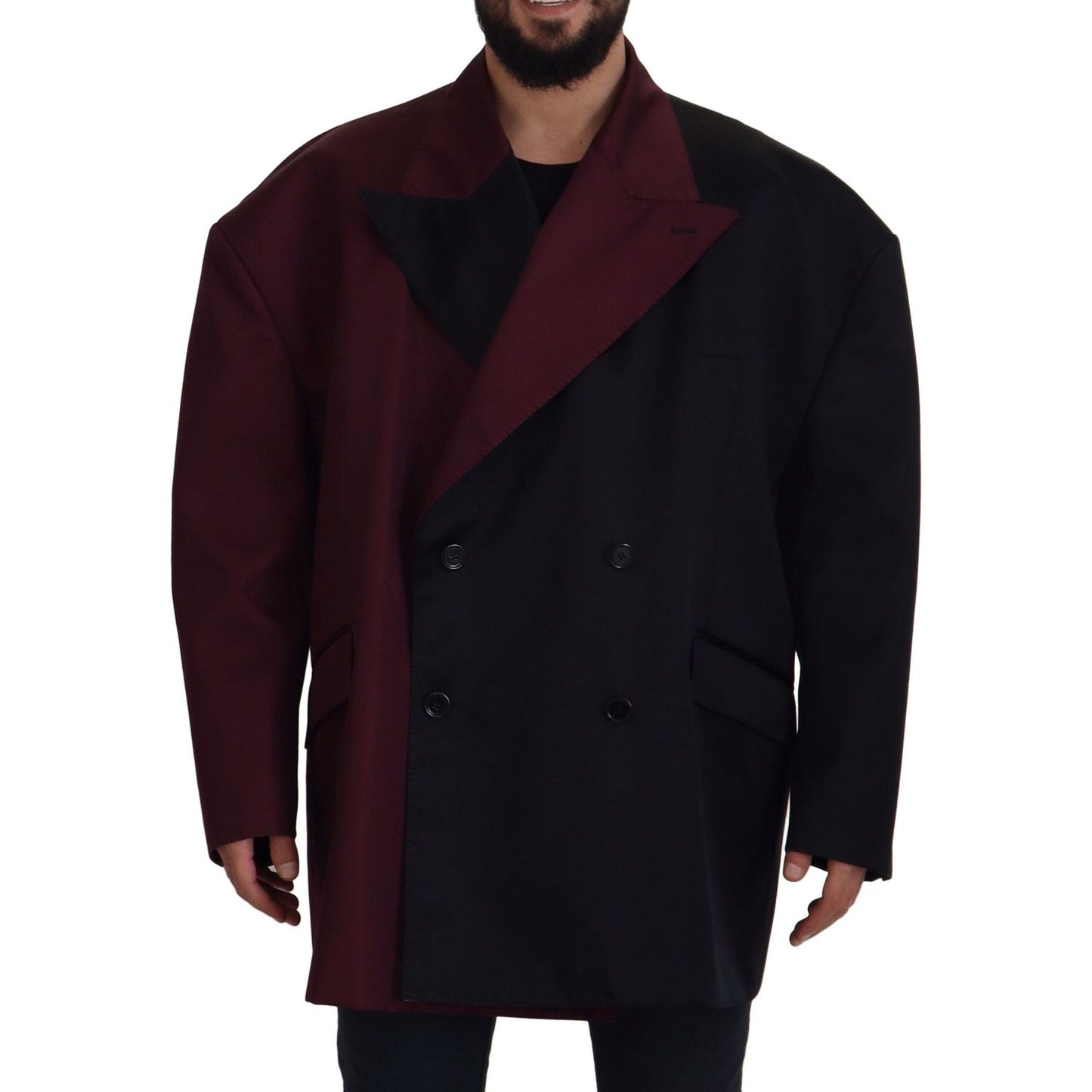 Dolce & Gabbana Bordeaux Polyester Double Breasted Jacket Dolce & Gabbana
