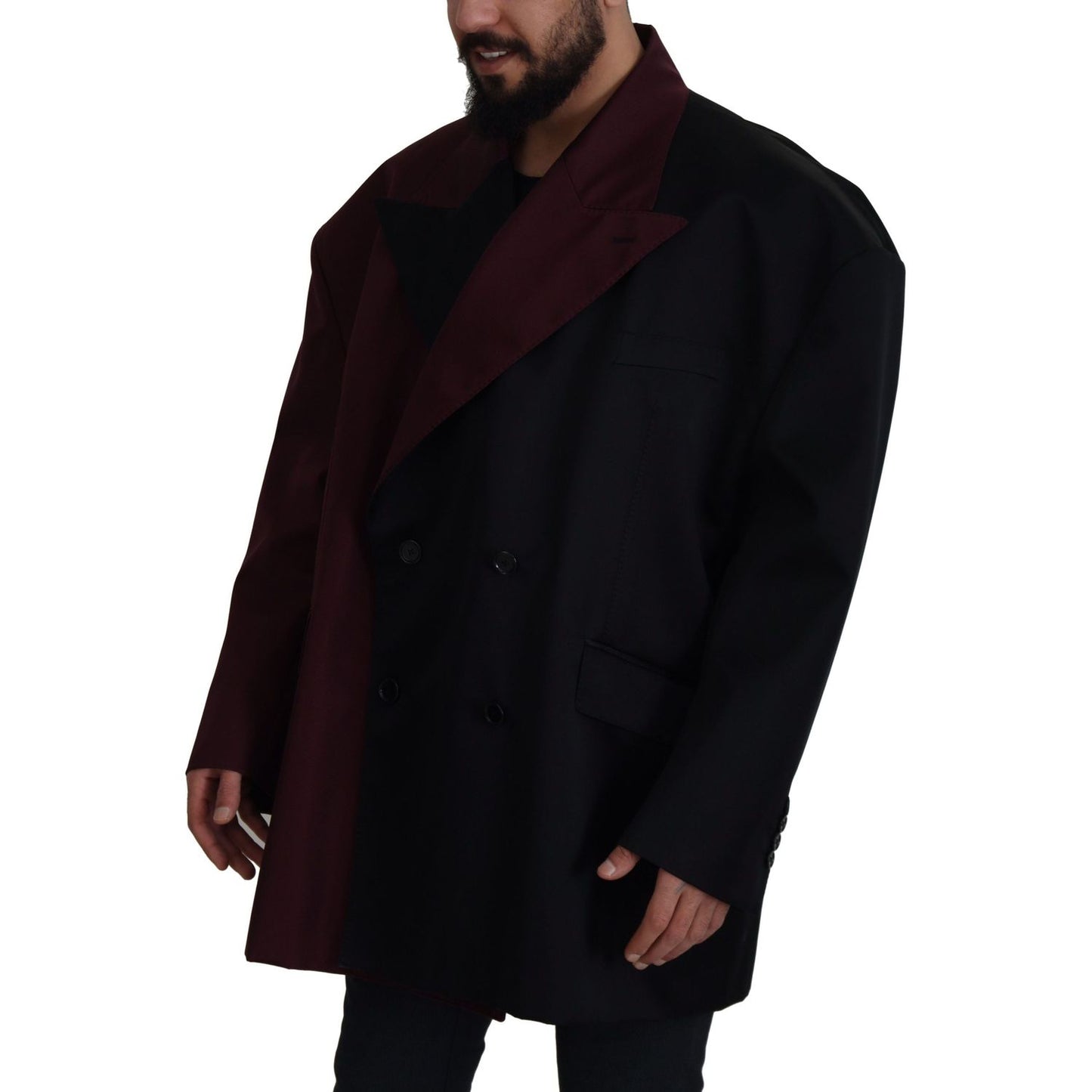 Dolce & Gabbana Bordeaux Polyester Double Breasted Jacket Dolce & Gabbana