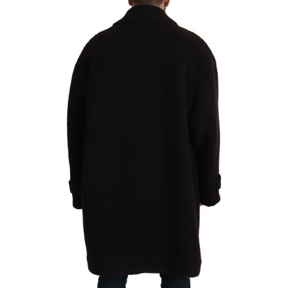 Dolce & Gabbana Black Alpaca Button Down Trench Coat Jacket Dolce & Gabbana