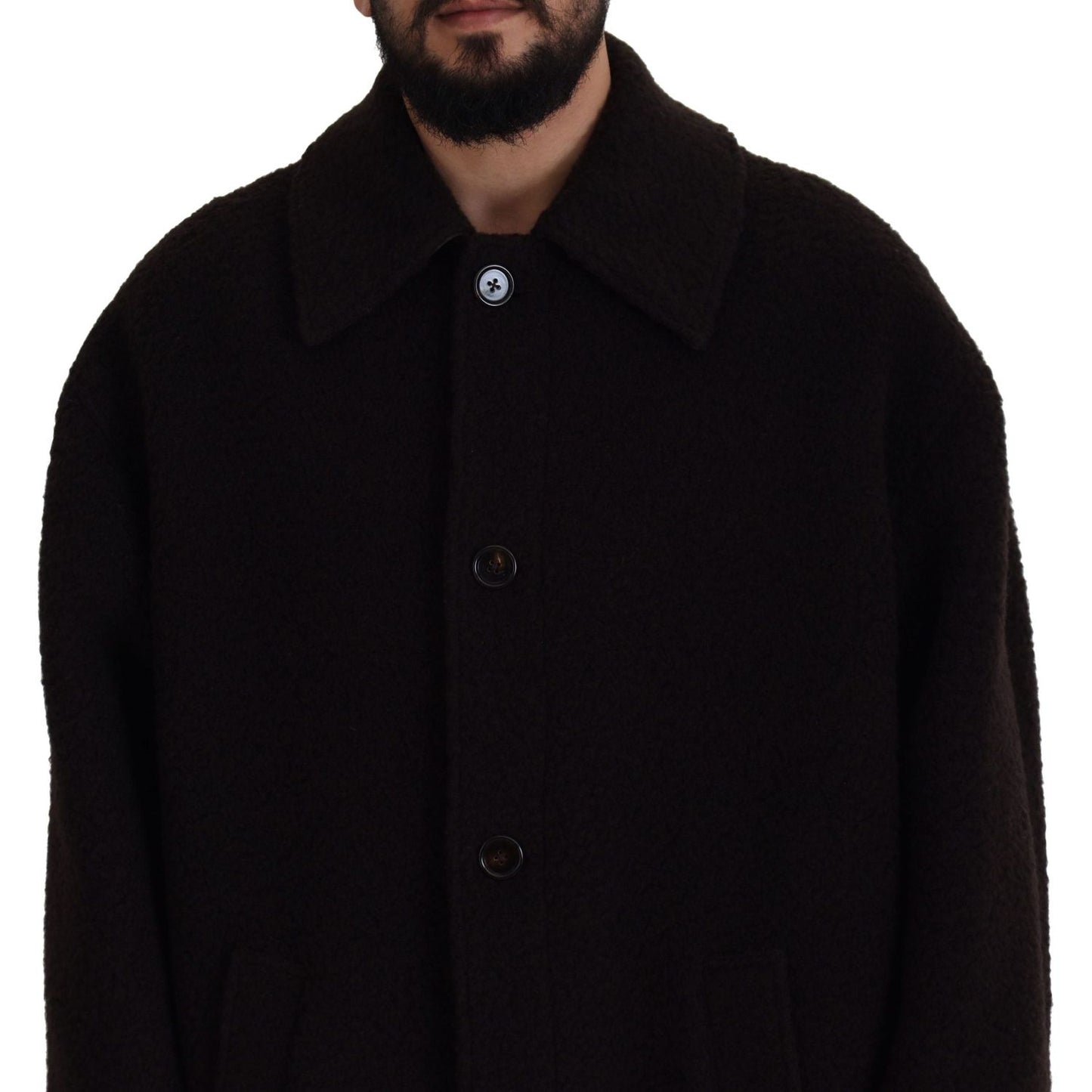 Dolce & Gabbana Black Alpaca Button Down Trench Coat Jacket Dolce & Gabbana