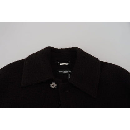 Dolce & Gabbana Black Alpaca Button Down Trench Coat Jacket Dolce & Gabbana