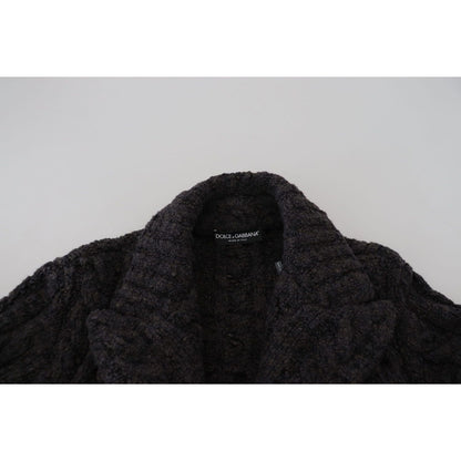 Dolce & Gabbana Black Wool Knit Double Breasted Coat Jacket Dolce & Gabbana
