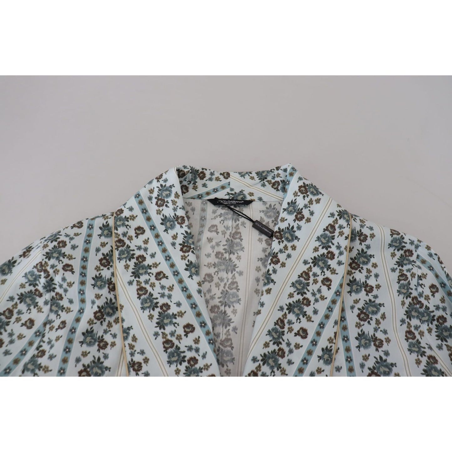 Dolce & Gabbana Blue Floral Cotton Robe Coat Jacket Dolce & Gabbana