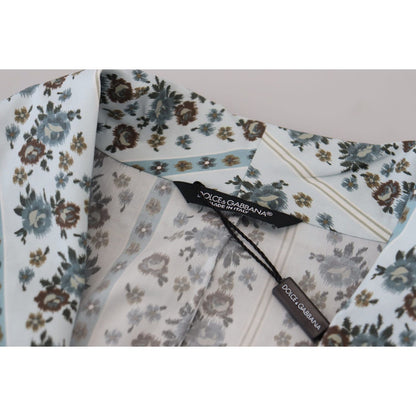 Dolce & Gabbana Blue Floral Cotton Robe Coat Jacket Dolce & Gabbana