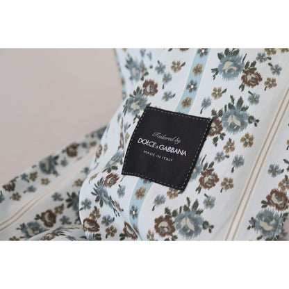 Dolce & Gabbana Blue Floral Cotton Robe Coat Jacket Dolce & Gabbana
