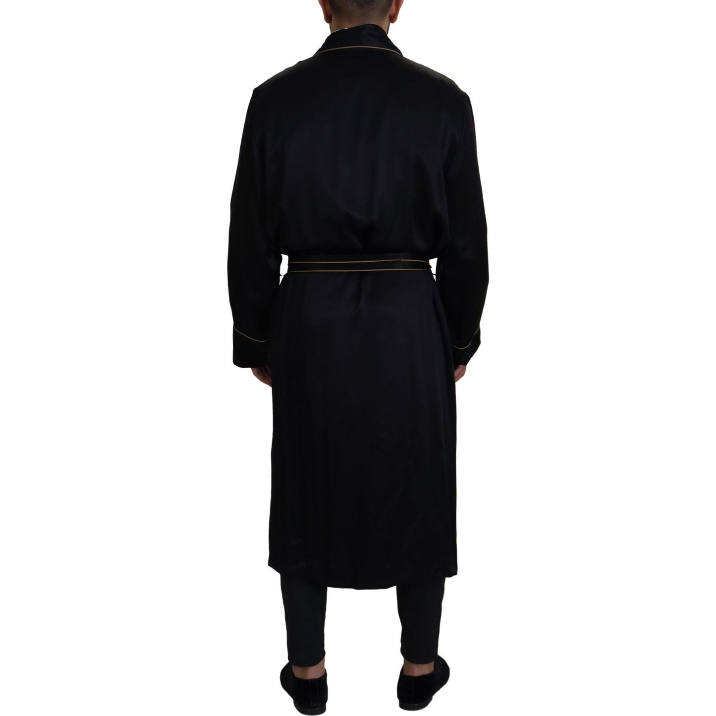 Dolce & Gabbana Black 100% Silk Robe Coat Wrap Jacket Dolce & Gabbana