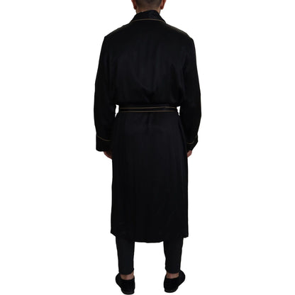 Dolce & Gabbana Black 100% Silk Robe Coat Wrap Jacket Dolce & Gabbana