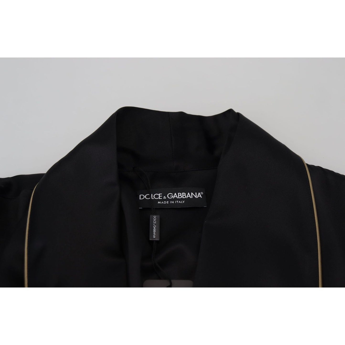 Dolce & Gabbana Black 100% Silk Robe Coat Wrap Jacket Dolce & Gabbana