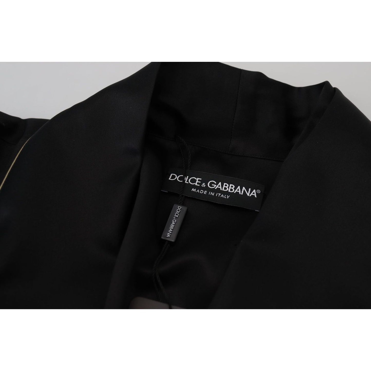 Dolce & Gabbana Black 100% Silk Robe Coat Wrap Jacket Dolce & Gabbana