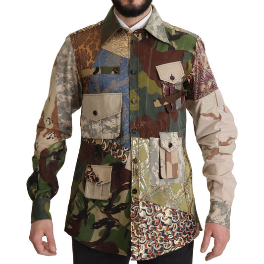 Dolce & Gabbana Multicolor Button Down Patchwork Shirt Dolce & Gabbana