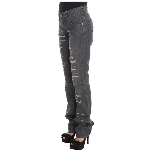 John Galliano Chic Gray Wash Straight Fit Jeans John Galliano