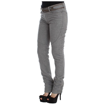 Ermanno Scervino Gray Cotton Slim Fit Casual Bootcut Pants