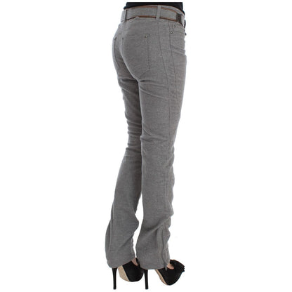 Ermanno Scervino Gray Cotton Slim Fit Casual Bootcut Pants