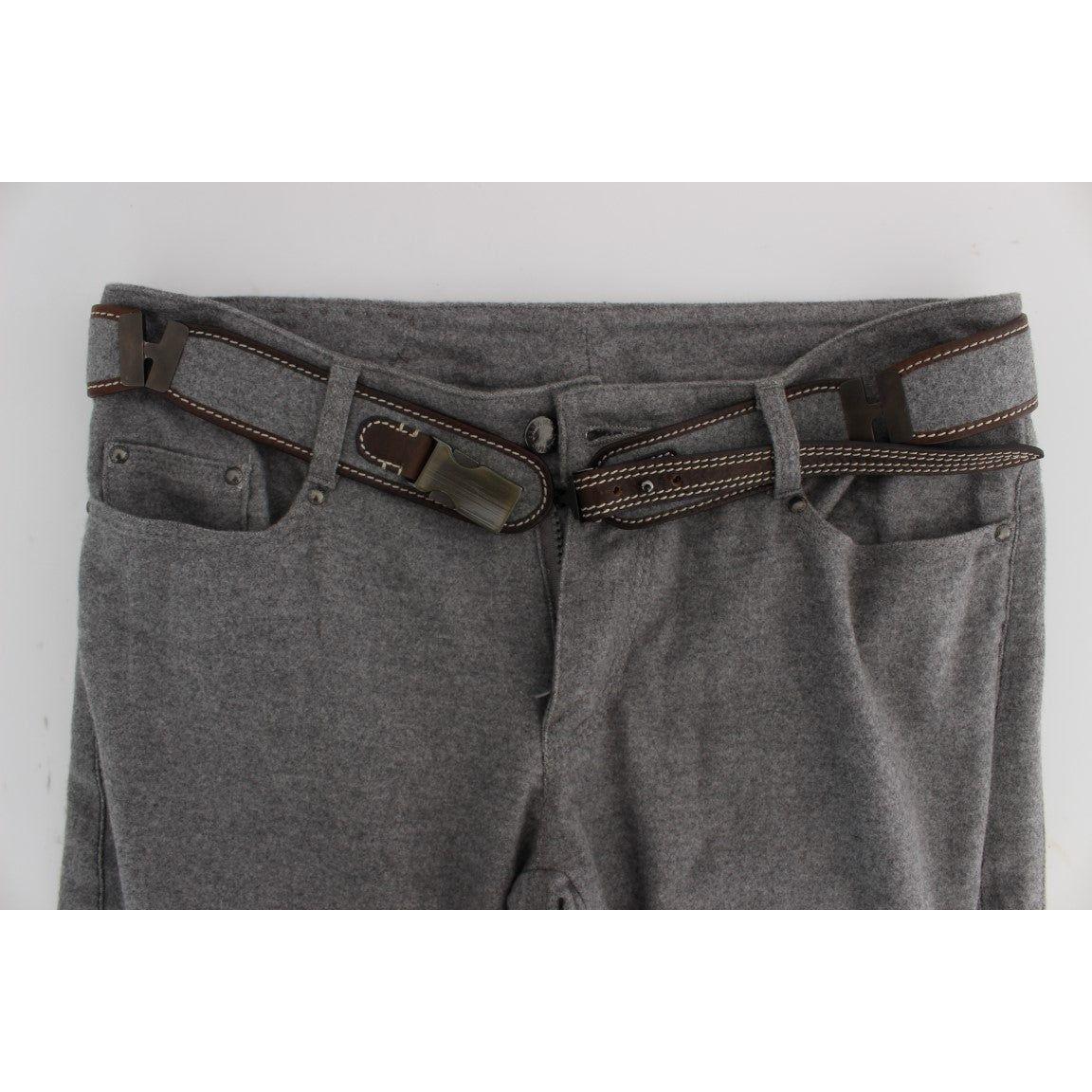 Ermanno Scervino Gray Cotton Slim Fit Casual Bootcut Pants