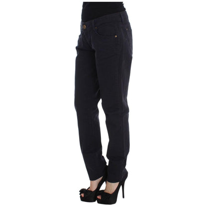 Ermanno Scervino Blue Cotton Blend Casual Fit Pants