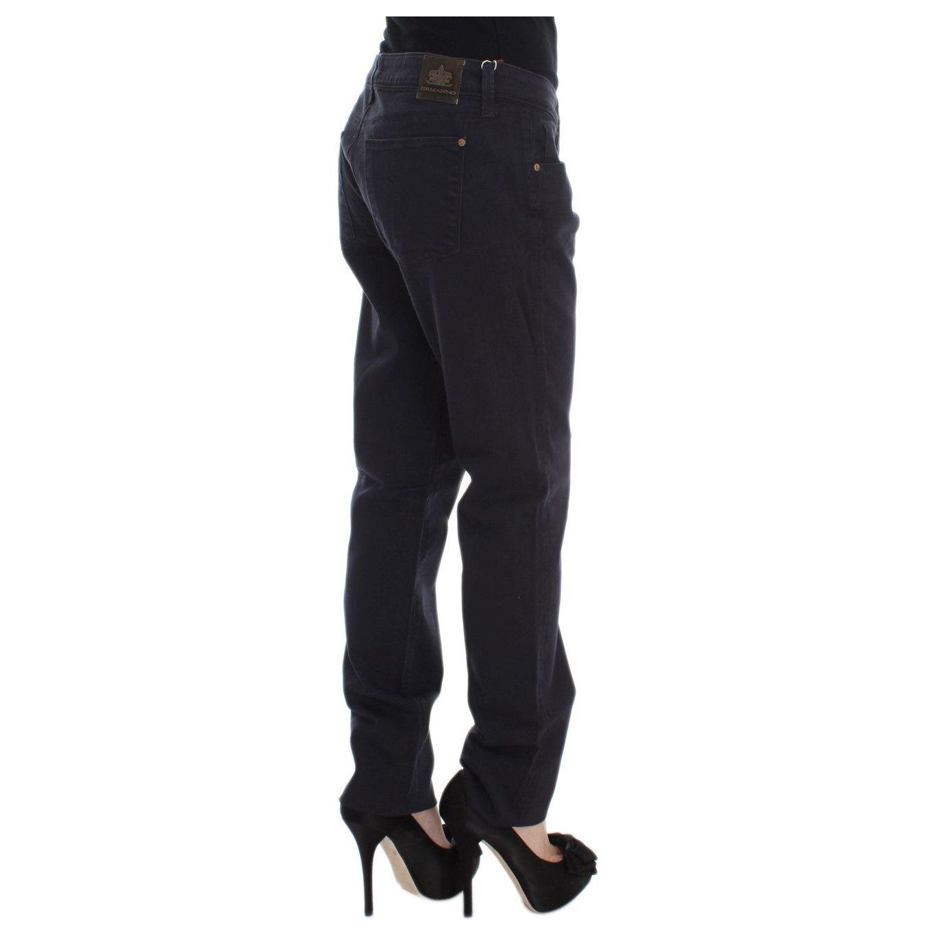 Ermanno Scervino Blue Cotton Blend Casual Fit Pants