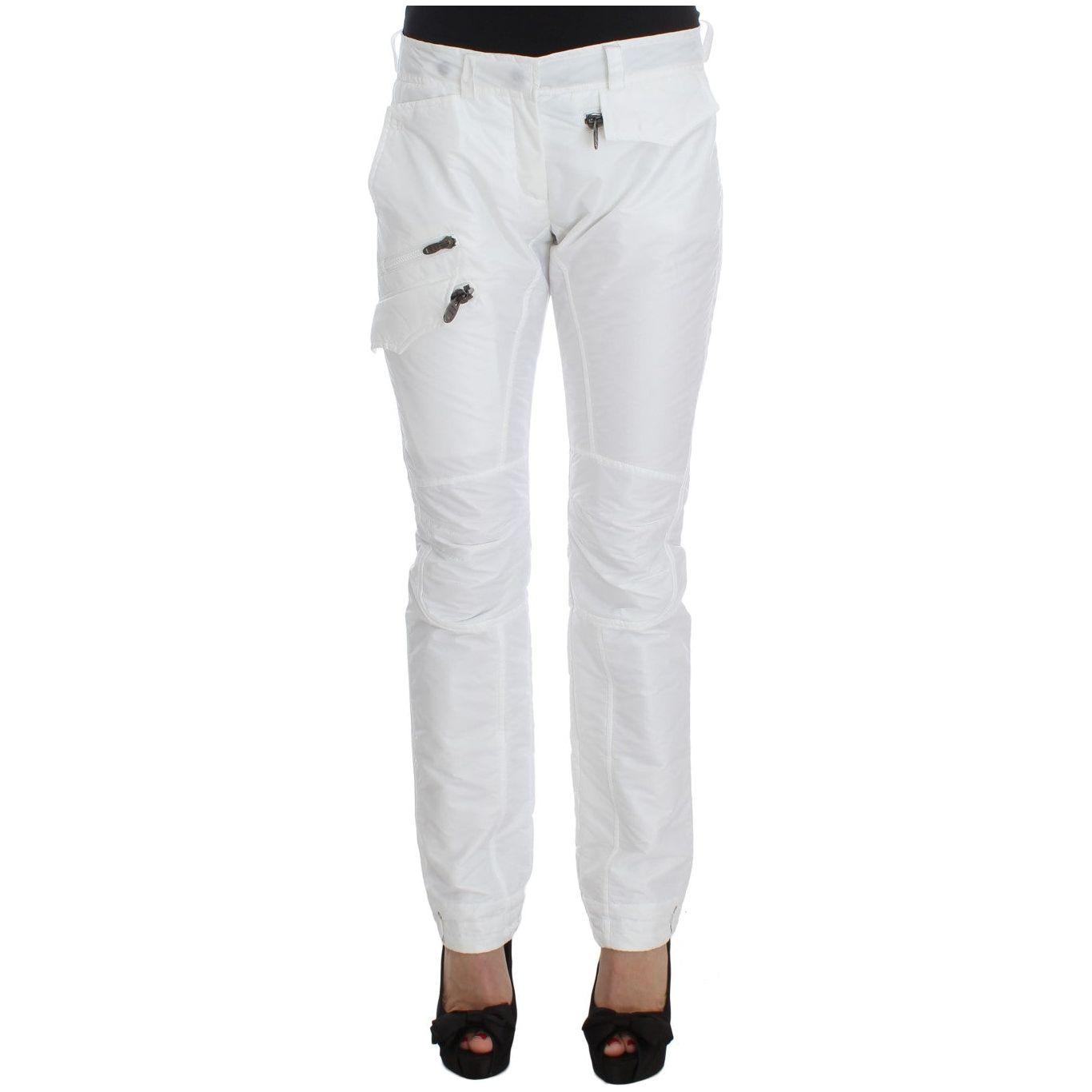 Ermanno Scervino White Nylon Padded Slim Fit Cargo Pants