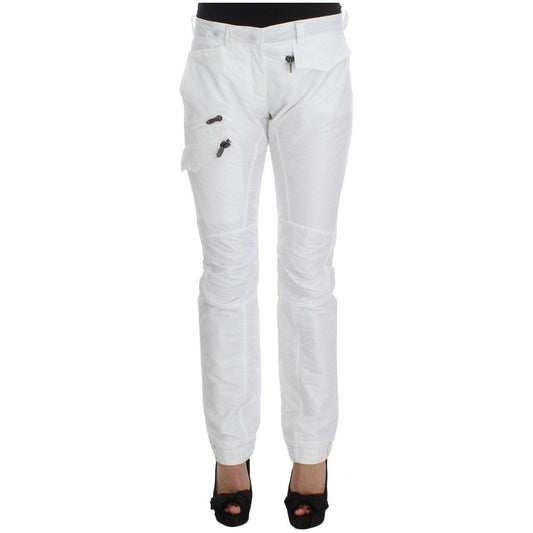 Ermanno Scervino Chic White Nylon Cargo Pants by Italian Designer Ermanno Scervino