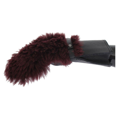 Dolce & Gabbana Black Leather Bordeaux Shearling Gloves 1728,20% Calfskin,40% Lambskin,5|L,5|S,67345645728,8,9,9|M,Accessories,Bordeaux,Dolce & Gabbana,Gloves - Accessories,Gloves - Men - Accessories,Material: 40% Deerskin,Men,Men - Accessories,New with t