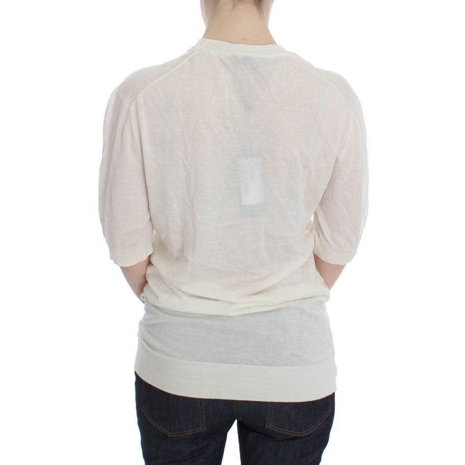 Dolce & Gabbana White 100% Cashmere Sweater