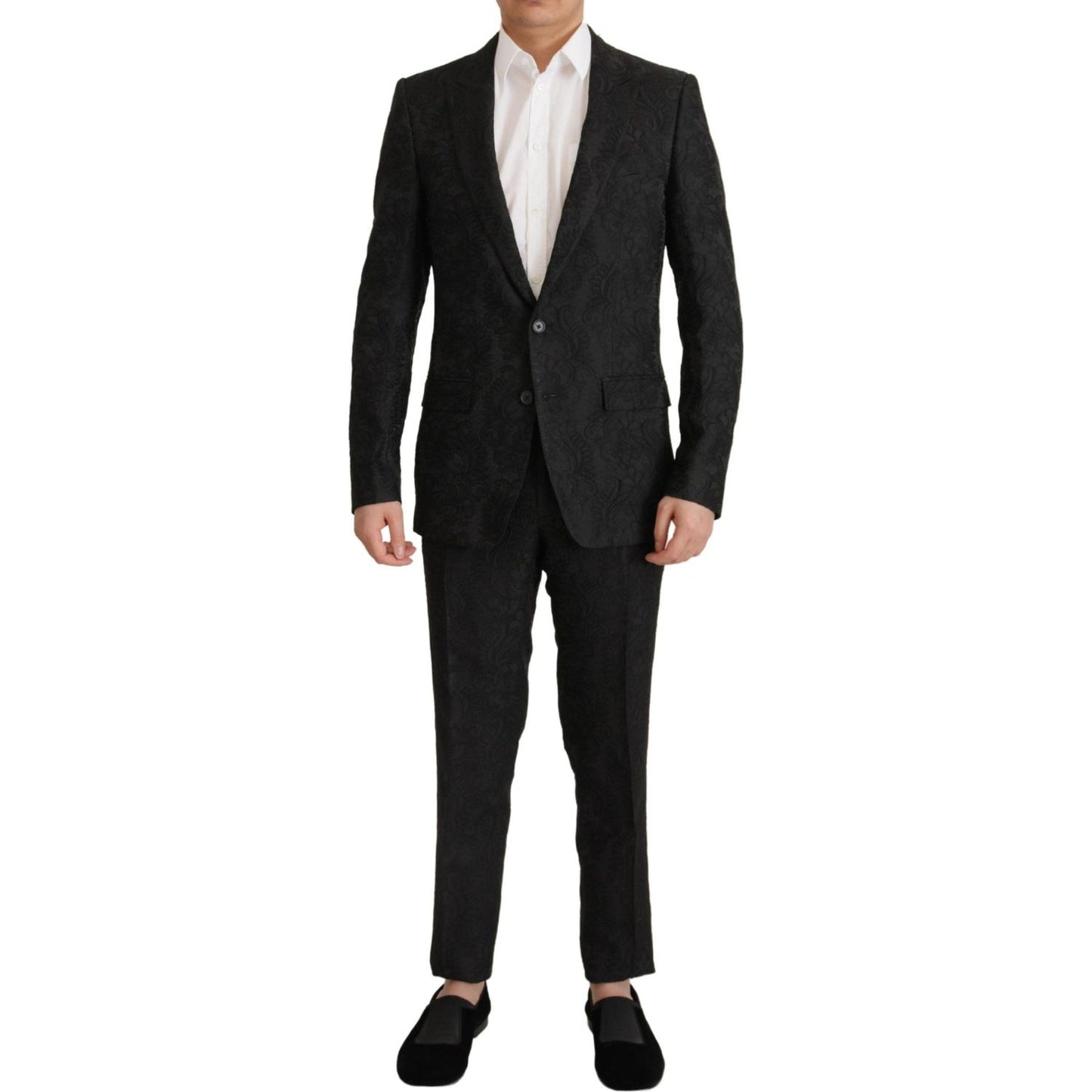 Dolce & Gabbana Black Brocade Formal 2 Piece MARTINI Suit Dolce & Gabbana