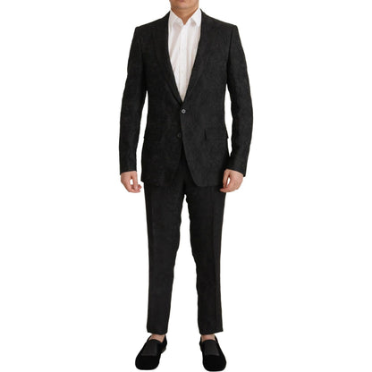 Dolce & Gabbana Black Brocade Formal 2 Piece MARTINI Suit Dolce & Gabbana