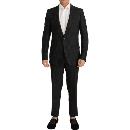 Dolce & Gabbana Black Brocade Formal 2 Piece MARTINI Suit Dolce & Gabbana