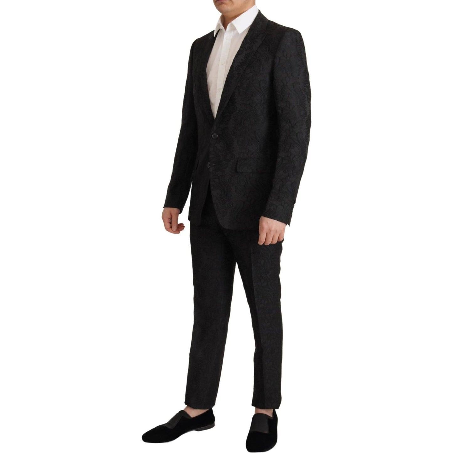 Dolce & Gabbana Black Brocade Formal 2 Piece MARTINI Suit Dolce & Gabbana