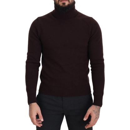 Dolce & Gabbana Brown Wool Turtle Neck Pullover Sweater Dolce & Gabbana