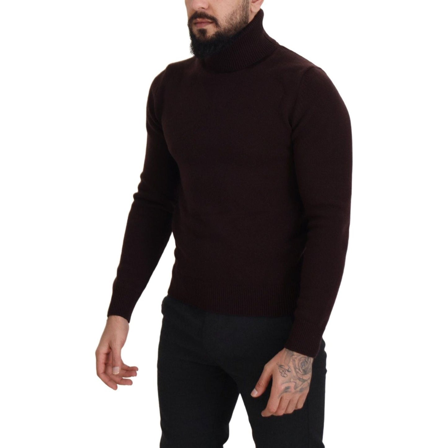 Dolce & Gabbana Brown Wool Turtle Neck Pullover Sweater Dolce & Gabbana