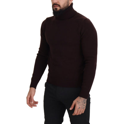 Dolce & Gabbana Brown Wool Turtle Neck Pullover Sweater Dolce & Gabbana