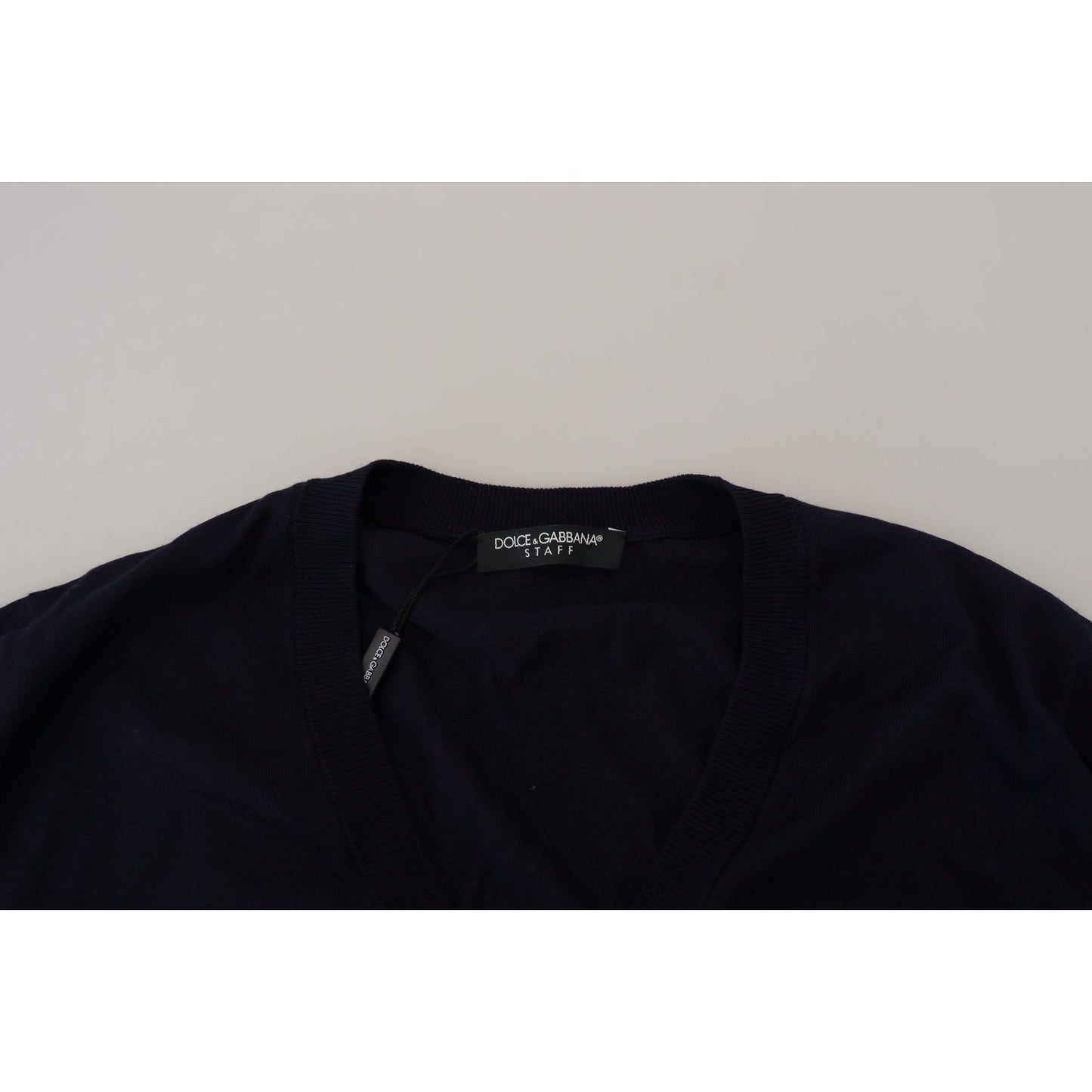 Dolce & Gabbana Blue Wool STAFF Down Cardigan Sweater Dolce & Gabbana
