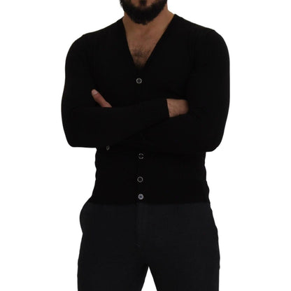 Dolce & Gabbana Black Wool Button Down Cardigan Sweater Dolce & Gabbana