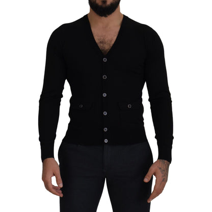 Dolce & Gabbana Black Wool Button Down Cardigan Sweater Dolce & Gabbana