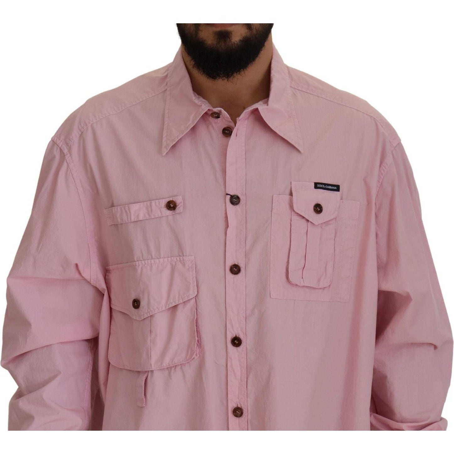 Dolce & Gabbana Pink Casual Button Down Long Sleeves Shirt