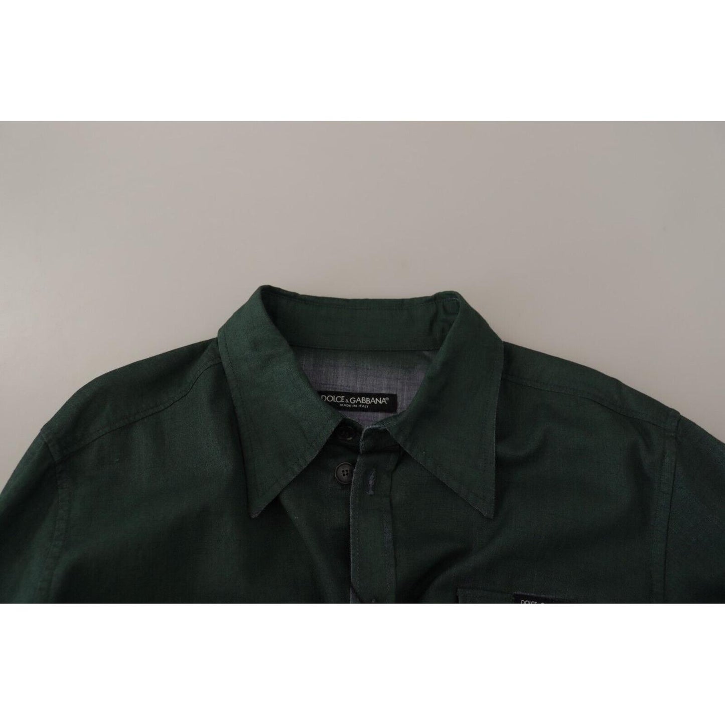 Dolce & Gabbana Dark Green Button Down Long Sleeves Shirt