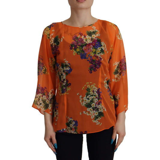 Dolce & Gabbana Elegant Floral Silk Blouse with Back Zipper Dolce & Gabbana