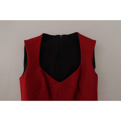 Dolce & Gabbana Red Sweetheart Neck Bodycon Midi Dress Dolce & Gabbana