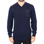 Ermanno Scervino Elegant Blue V-Neck Wool Blend Pullover Ermanno Scervino Dark Slate Gray