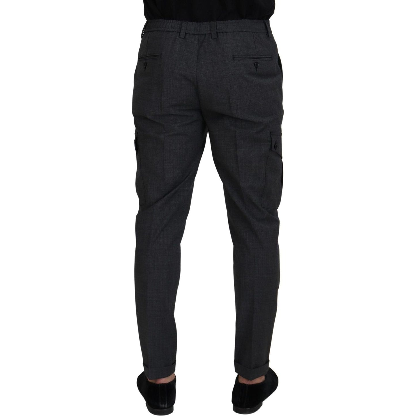 Dolce & Gabbana Gray Checked Cargo Trousers Stretch Pants Dolce & Gabbana