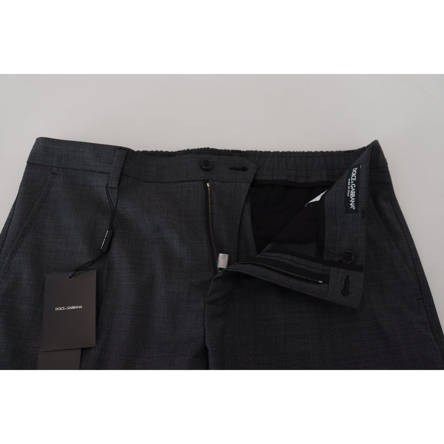 Dolce & Gabbana Gray Checked Cargo Trousers Stretch Pants Dolce & Gabbana